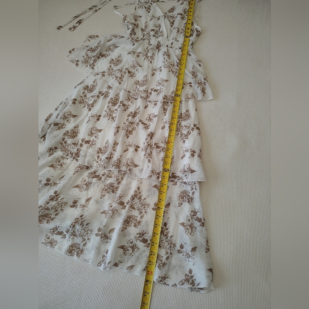 J GEE Floral White and Brown Maxi Dress Size S - Picture 5 of 8